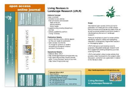 open access online journal Living Reviews in Landscape Research (LRLR) Editorial Concept