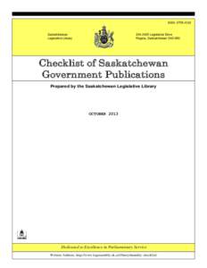ISSN: [removed]Saskatchewan Legislative Library[removed]Legislative Drive