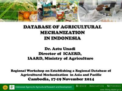 DATABASE OF AGRICULTURAL MECHANIZATION IN INDONESIA Dr. Astu Unadi Director of ICAERD, IAARD, Ministry of Agriculture