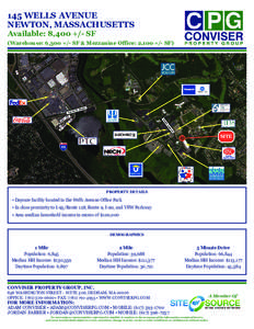 145 WELLS AVENUE NEWTON, MASSACHUSETTS Available: 8,400 +/- SF (Warehouse: 6,300 +/- SF & Mezzanine Office: 2,100 +/- SF)  dr