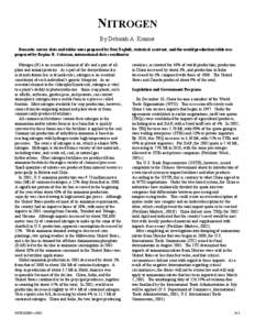 NITROGEN By Deborah A. Kramer Domestic survey data and tables were prepared by Feri Naghdi, statistical assistant, and the world production table was prepared by Regina R. Coleman, international data coordinator. Nitroge