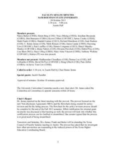 FACULTY SENATE MINUTES SAM HOUSTON STATE UNIVERSITY 24 October[removed]:30 p.m. – 5:00 p.m. Austin Hall Members present: