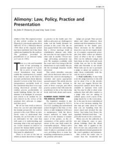29 NJFL 179  Alimony: Law, Policy, Practice and Presentation by John E. Finnerty Jr. and Amy Sara Cores