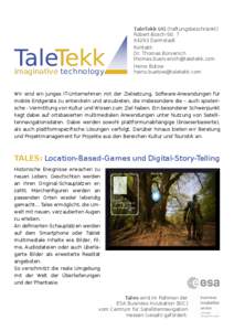TaleTekk imaginative technology TaleTekk UG (haftungsbeschränkt) Robert-Bosch-StrDarmstadt