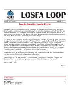 LOSFA LOOP January 2012 Edition Volume 5-1  From the Desk of the Executive Director