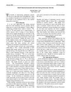 January[removed]HPS Newsletter Health Hazards Associated with Interviewing Antinuclear Activists Michael Stabin, CHP Paul Frame, CHP