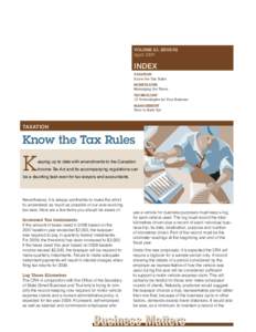VOLUME 23, ISSUE 02 April 2009 INDEX Taxation Know the Tax Rules