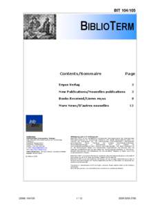 BIT[removed]BIBLIOTERM Contents/Sommaire Ergon Verlag