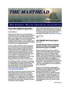 THE MASTHEAD Vol. 30 No. 4 WINTER[removed]Mid-Atlantic Marine Education Association
