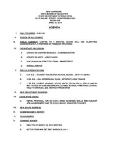 NEW HAMPSHIRE STATE BOARD OF EDUCATION STATE DEPARTMENT OF EDUCATION 101 PLEASANT STREET, CONCORD NH[removed]ROOM 100F APRIL 24, 2014