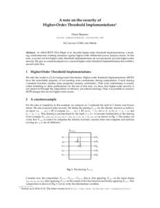 A note on the security of Higher-Order Threshold Implementations? Oscar Reparaz [removed] KU Leuven/COSIC and iMinds