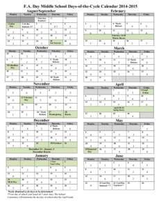 F.A. Day Middle School Days-of-the-Cycle Calendar[removed]August/September Monday Tuesday
