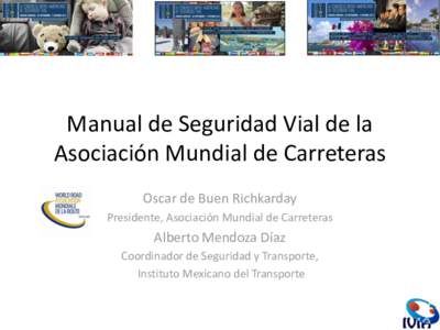 Manual de Seguridad Vial de la Asociación Mundial de Carreteras Oscar de Buen Richkarday Presidente, Asociación Mundial de Carreteras  Alberto Mendoza Díaz