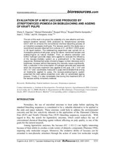 PEER-REVIEWED ARTICLE  bioresources.com EVALUATION OF A NEW LACCASE PRODUCED BY STREPTOMYCES IPOMOEA ON BIOBLEACHING AND AGEING