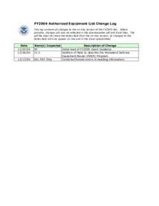 FY2004 Authorized Equipment List Change Log This log contains all changes to the on-line version of the FY2005 AEL. Where possible, changes will also be reflected in the downloadable pdf and Excel files. The pdf file doe