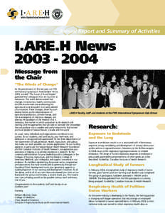 Annual Report and Summary of Activities  I.ARE.H News[removed]Message from the Chair