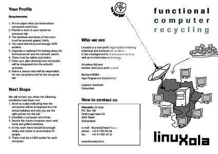 functional computer recycling Your Proﬁle Requirements