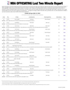 Below is the league’s assessment of officiated events that occurred in the last two minutes of last night’s games which were within five points at the two-minute mark (and during overtime, where applicable). The play