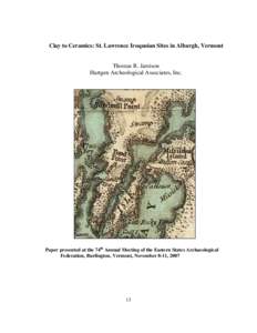 Ceramics / Pottery / Iroquois / St. Lawrence Iroquoians / Lake Champlain / Ceramic art / Mandeville / Geography of New York / Geography of the United States / Vermont
