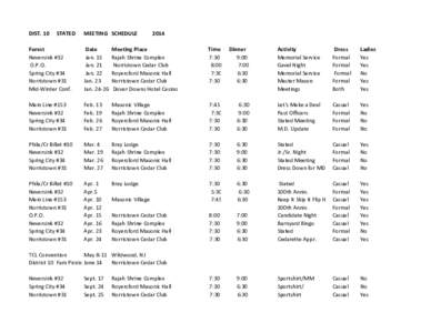 DIST. 10  STATED MEETING SCHEDULE