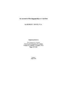 An account of the Μυρµηκολέων or Ant-lion  By GEORGE C. DRUCE, F.S.A.