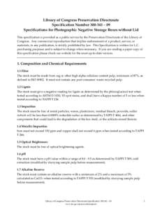 [removed]Specifications for Photographic Negative Storage Boxes without Lid