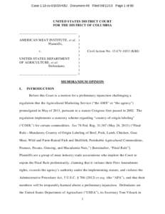 Preliminary injunction / Notice of electronic filing / Law / Country of Origin Labeling / United States law