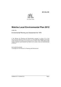 2012 No 525  New South Wales Walcha Local Environmental Plan 2012 under the