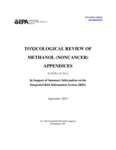 Appendices for Methanol (Noncancer) Toxicological Review - September 2013