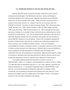 12.0 RESERVOIR SOURCES OF CDD/CDF AND DIOXIN-LIKE PCBs - Exposure and Human Health Reassessment of 2,3,7,8-Tetrachlorodibenzo-p-Dioxin (TCDD) and Related Compounds - Part I: Estimating Exposure to Dioxin-Like Compounds -