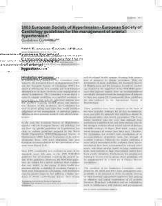 GuidelinesEuropean Society of Hypertension–European Society of Cardiology guidelines for the management of arterial