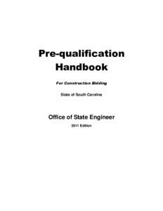 Pre-qualification Handbook For Construction Bidding State of South Carolina  Office of State Engineer