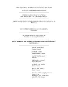 ORAL ARGUMENT SCHEDULED FOR FRIDAY, MAY 8, 2009 Noconsolidated with No_____________________________________________ UNITED STATES COURT OF APPEALS  FOR THE DISTRICT OF COLUMBIA CIRCUIT