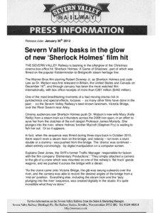 Microsoft Word - Severn Valley Railway - Sherlock Holmes A game of shadows