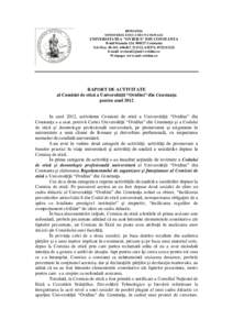 ROMANIA MINISTERUL EDUCATIEI NATIONALE UNIVERSITATEA 