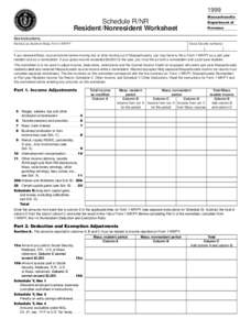 1999 Massachusetts Schedule R/NR Resident/Nonresident Worksheet