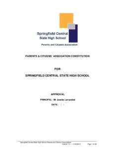 PARENTS & CITIZENS’ ASSOCIATION CONSTITUTION  FOR SPRINGFIELD CENTRAL STATE HIGH SCHOOL  APPROVAL