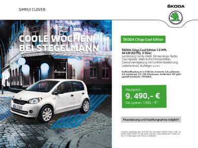 SIMPLY CLEVER  COOLE WOCHEN BEI STEGELMANN  ŠKODA Citigo Cool Edtion