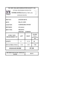 THE NEW ZEALAND BOWHUNTERS SOCIETY INC. OFFICIAL RECORDING SYSTEM FOR TAPERED HORNS Chamois, Tahr, etc (DOUGLAS SCORE)