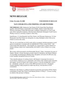Microsoft Word - NAN news release Bartleman Awards Nov 27, 2008 FINAL FORMATTED.doc
