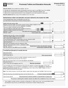 Schedule SK(S11)  Provincial Tuition and Education Amounts T1 General – 2006