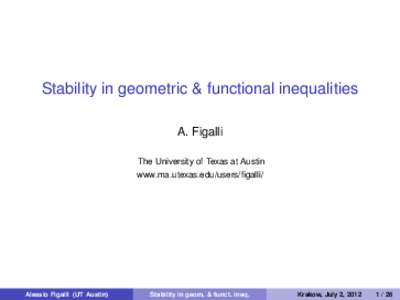 Isoperimetric inequality / Brunn–Minkowski theorem / Inequality / Stability / Mathematical analysis / Mathematics / Calculus of variations