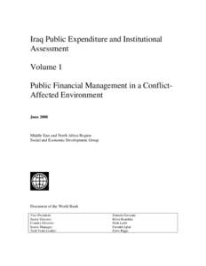 Iraq Public Expenditure and Institutional Assessment Volume 1 Public Financial Management in a ConflictAffected Environment June 2008