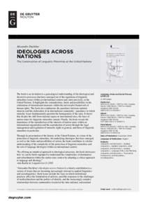 Alexandre Duchêne  IDEOLOGIES ACROSS NATIONS The Construction of Linguistic Minorities at the United Nations