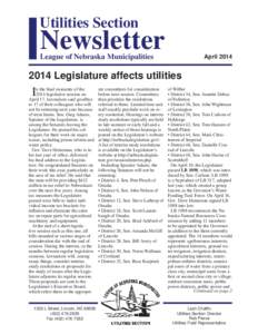 Utilities Section  Newsletter League of Nebraska Municipalities  April 2014