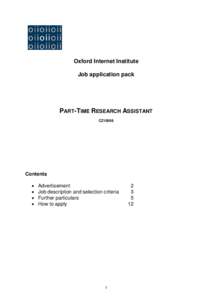 Oxford Internet Institute Job application pack PART-TIME RESEARCH ASSISTANT CZ10008