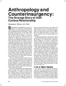 Anthropology and Counterinsurgency: The Strange Story of their Curious Relationship Montgomery McFate, J.D., Ph.D.