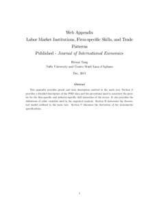 Web Appendix Labor Market Institutions, Firm-speci…c Skills, and Trade Patterns Published - Journal of International Economics Heiwai Tang Tufts University and Centro Studi Luca d’Agliano