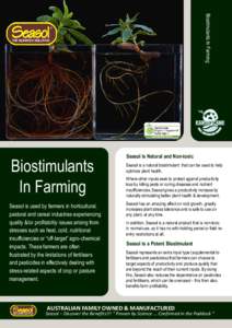 Biostimulants In Farming Seasol is Natural and Non-toxic Biostimulants In Farming Seasol is used by farmers in horticultural,