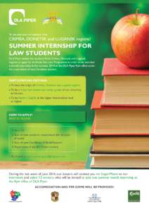 To the attention of students from  CRIMEA, DONETSK and LUGANSK regions! SUMMER INTERNSHIP FOR LAW STUDENTS